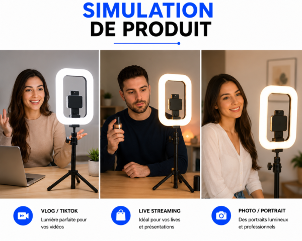 Lampe LED CCT pour selfie, photographie et livestream