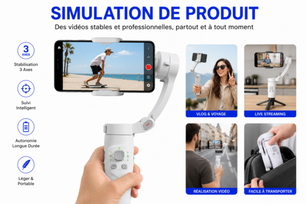 Stabilisateur vidéo portable compatible Android et iPhone