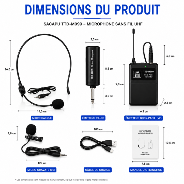 Micro cravate sans fil UHF Saeapu haute fidélité