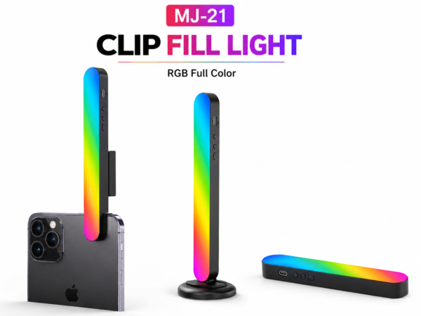 Lampe vidéo RGB avec batterie intégrée et clip