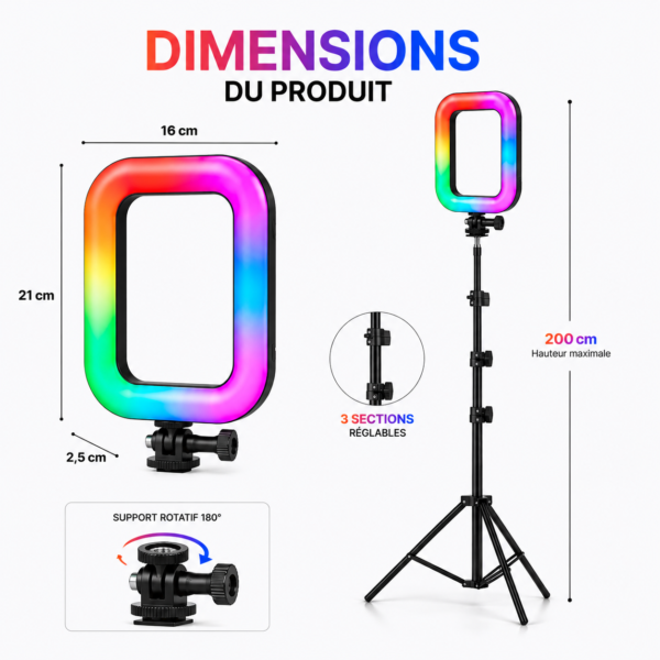 Lampe RGB multicolore pour photo, vidéo et livestream