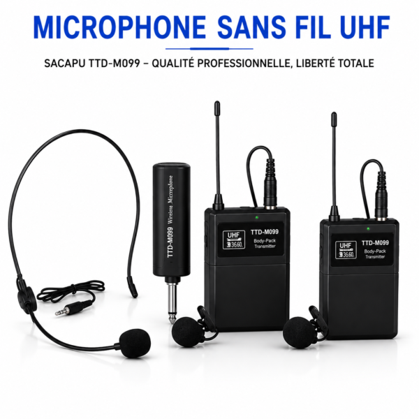 Système microphone UHF Plug and Play professionnel