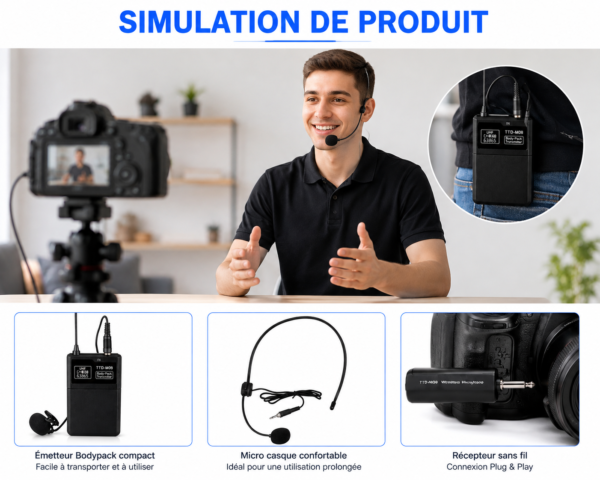Micro casque UHF pour enseignement et animation
