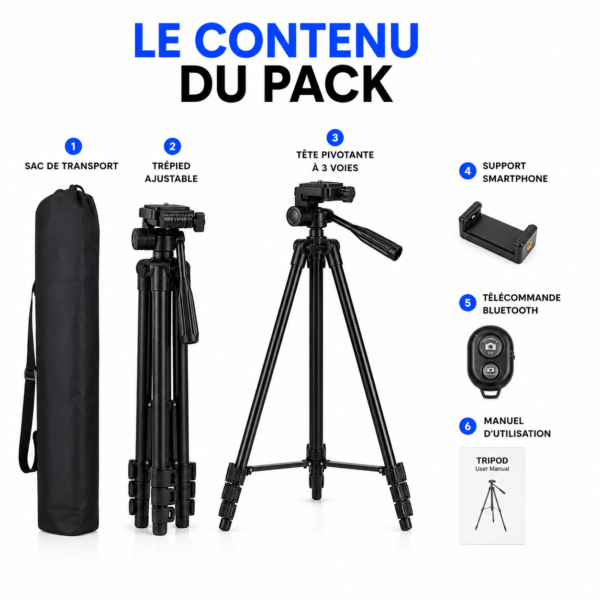 Trépied BJ-J111 pour photographie, vidéo et YouTube