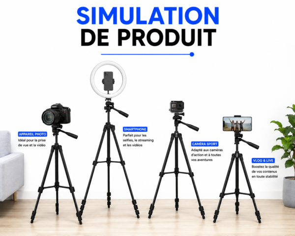 Trépied BJ-J111 réglable pour appareil photo, caméra et smartphone