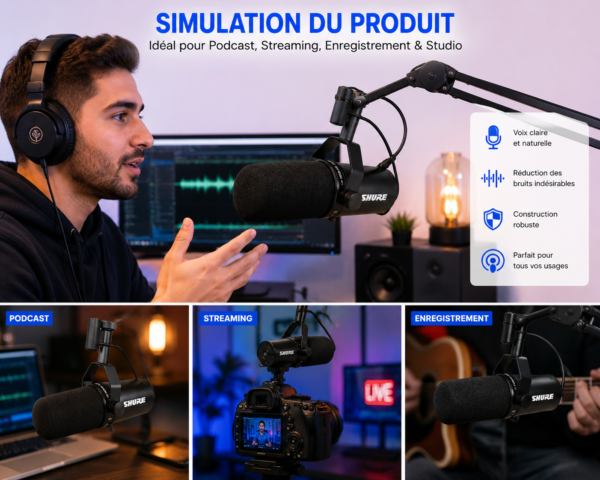 Shure SM7B microphone professionnel pour voix et broadcast