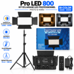 Panneau LED 800 Bi-Color pour éclairage photo et vidéo professionnel