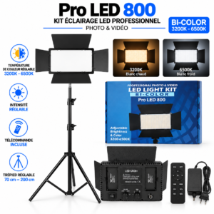 Panneau LED 800 Bi-Color pour éclairage photo et vidéo professionnel