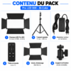Kit panneau LED 800 Bi-Color avec trépied, adaptateur secteur et télécommande
